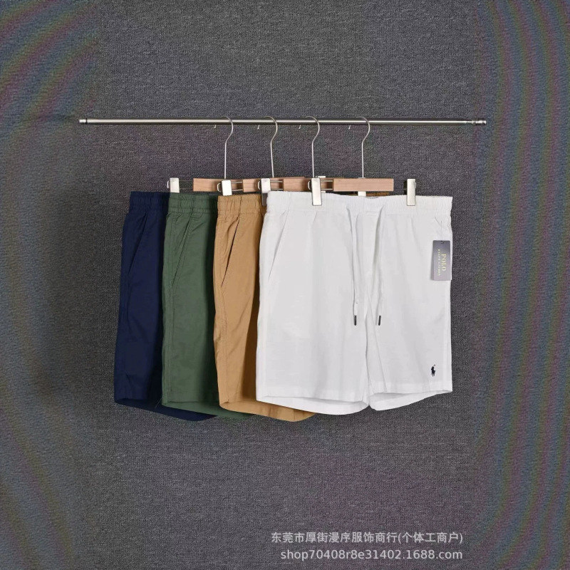 Cross-Border Exclusive Supply of Rl Ralph Linen Shorts for Men, Casual and Versatile for Summer