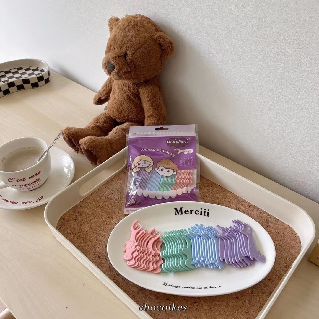 Chocoikes Animal Floss Sticks Children's Ultra-fine Toothpick Line Animal Shape Family Floss Sticks