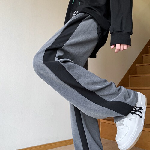 Summer thin loose drop-leg straight-leg face mask pants for men, trendy brand striped casual pants for men, dropshipping