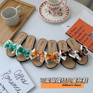 Children's slippers, summer home and outdoor wear, fashionable indoor cute bow princess girls' beach sandals and slippers for children