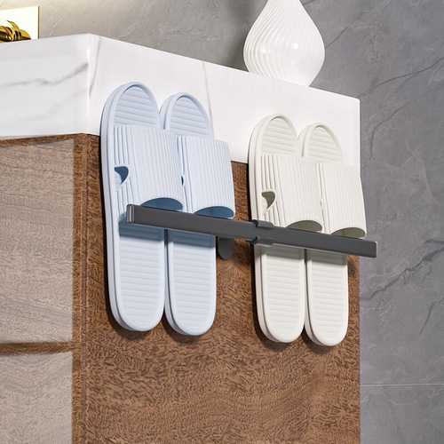 Bathroom towel rack without punching hole hanging towel bar minimalist light luxury internet celebrity gun gray single rod bathroom storage shelf