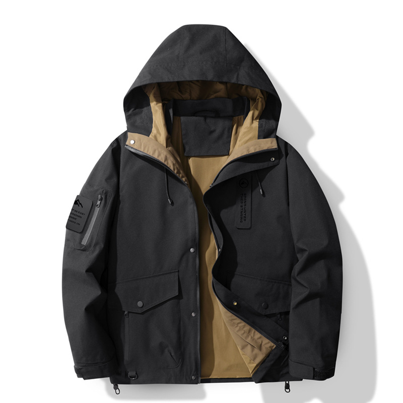 Jacket, Spring and Autum Couple Outdoor Single Jacket, Mountain Jacket, Mountaineering Suit, Black Windproof Casual Group Suit