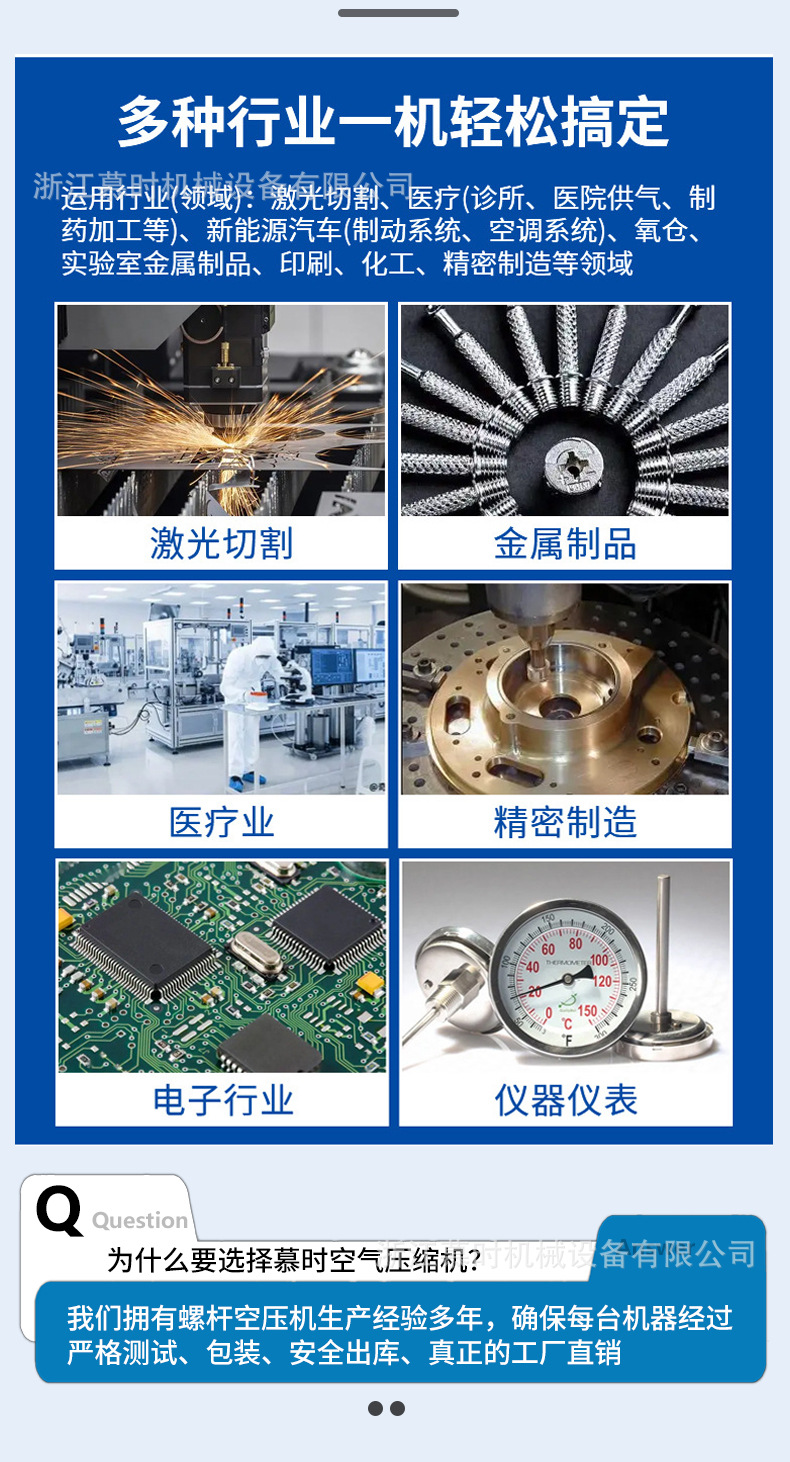 Integrated air compressor with air tank, permanent magnet variable frequency air compressor, industrial-grade screw-type silent air compressor