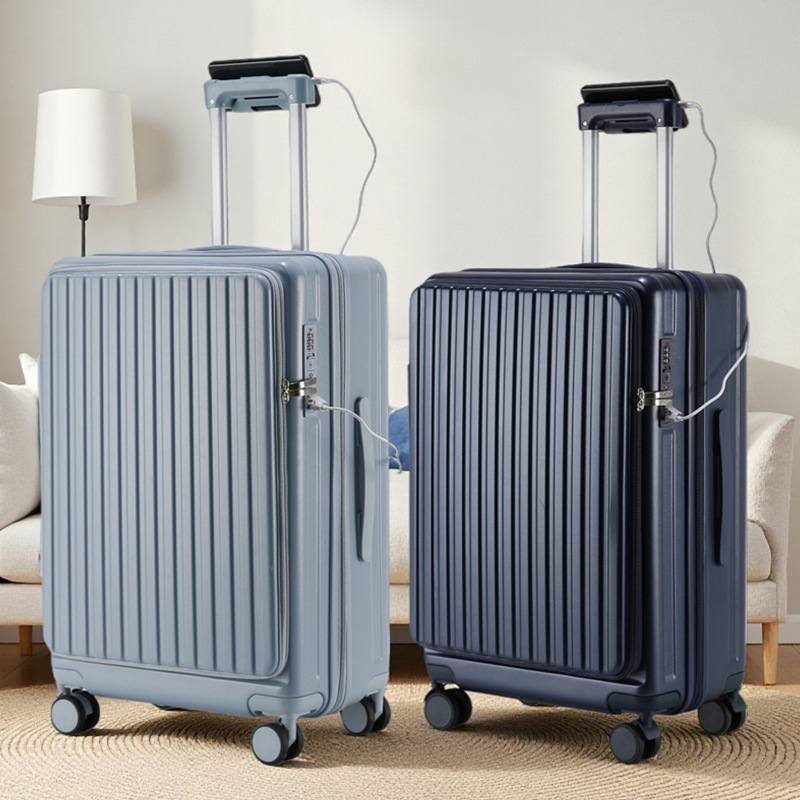 Maleta abierta lateral, 20 pulgadas, maleta de embarque, maleta de tracción de gran capacidad, maleta de contraseña para niños, niñas, 28 pulgadas.