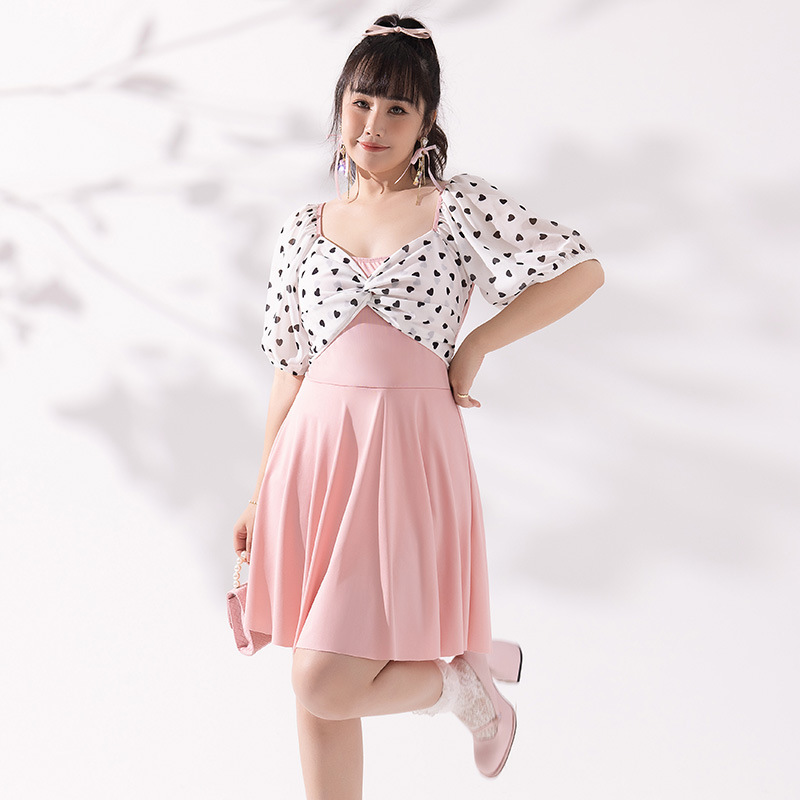 Más tamaño traje de baño de las mujeres más el tamaño 200kg vestido de una pieza adelgazante conservador pecho grande empuja hacia arriba las aguas termales Chubby Girl traje de baño