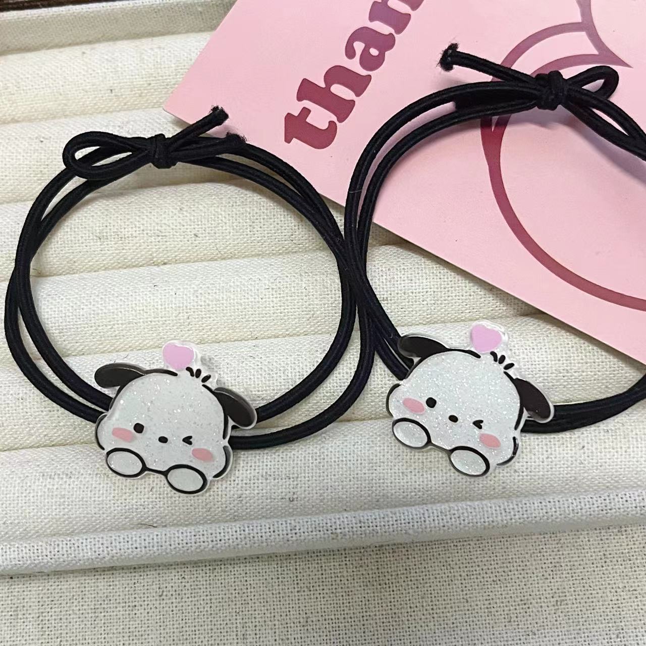 ins可愛帕恰狗發圈日韓學生卡通少女心甜美情侶髮飾皮筋閨蜜發繩