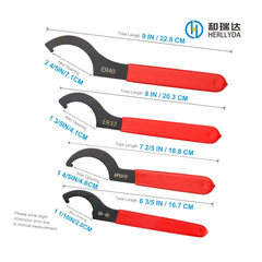 ER Wrench Set, 4-Piece, C-Clamp Head Wrench, APU16/ER25/ER32/ER40 Wrench