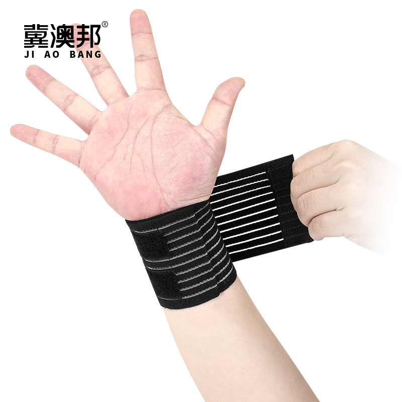 Wrap-Around Compression Elastic Fish Tape Bandage Weightlifting Wristband Fitness Sports Black Wristband with Logo Wrap-Around Style