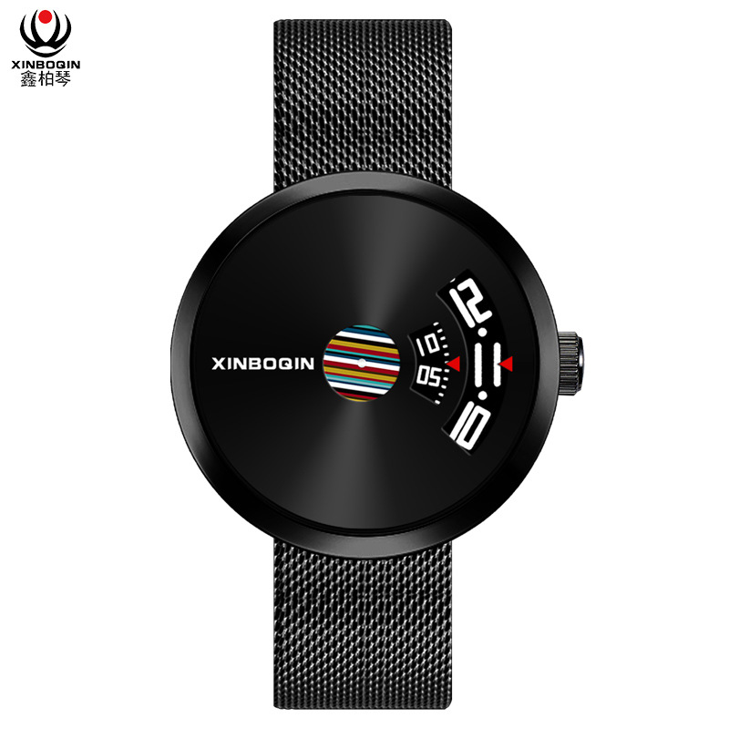 鑫柏琴手表男士防水新概念无指针网红时尚潮流个性学生创意石英表