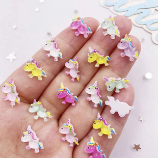 Cute Cartoon Pony Polly Nail Ornaments Resin Rainbow Horse Hairpin Cream Glue Nail Diy Accessories Wholesale