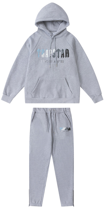 Trapstar Rainbow degradado carta cabeza de tigre bordado con capucha suéter pantalones largos deportes casual traje forrado de lana