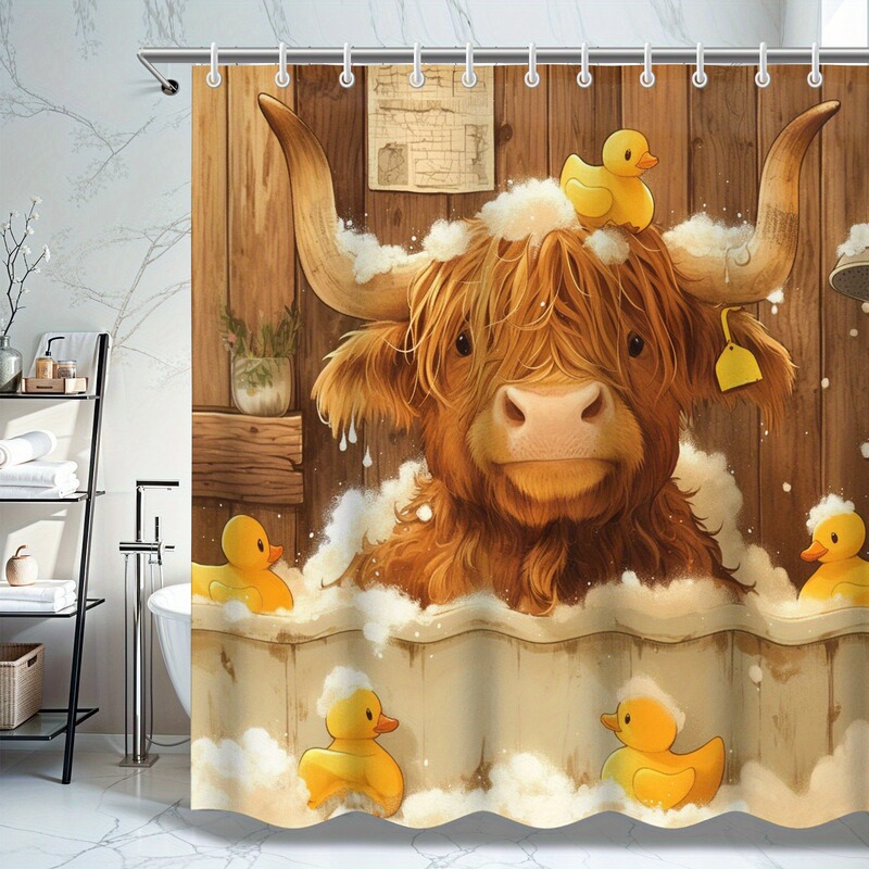 Farmhouse Cute Highland Cow Bathtub Shower Curtain, Bathroom Shower, Bathroom Accessories Set, Suitable for Cow Lovers Farmhouse Cute Highland Cow Bathtub Shower Curtain, Bathroom Shower, Bathroom Accessories Set, Suitable for Cow Lovers
