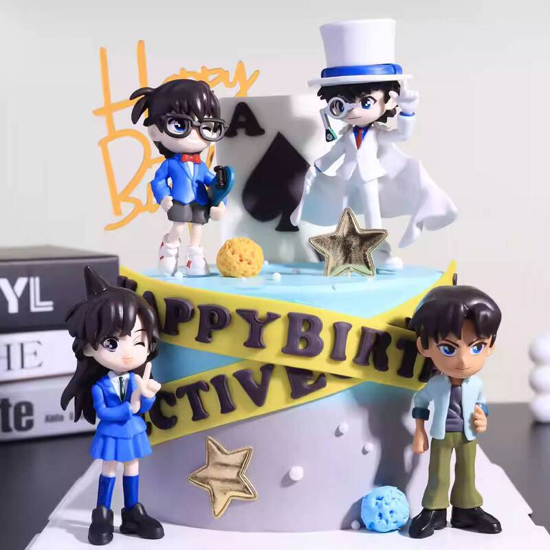 Detective Conan Cake Decoration Ornaments Bicycle Cartoon Bobblehead Doll Kidsren's Birthday Baking Plug-In