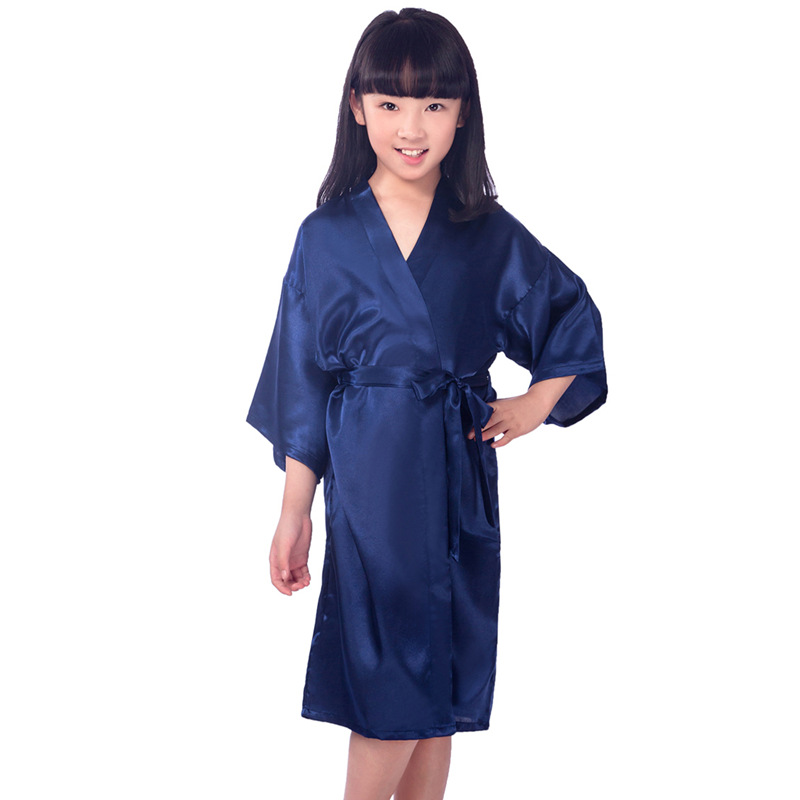 荷如诗跨境夏季居家休闲睡袍薄款少女V领中长款开衫浴袍批发短袖