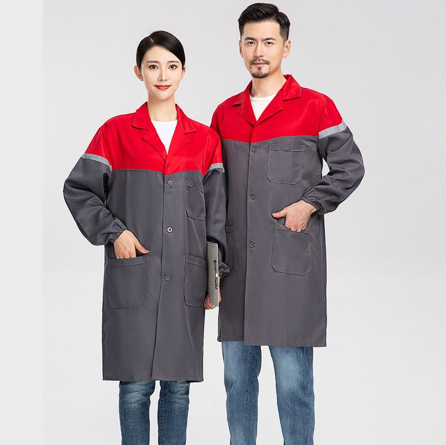 Trajes de trabajo de abrigo azul personalizados de manga larga resistentes al desgaste a prueba de polvo almacenamiento de alimentos fábrica de ropa de transporte logotipo de impresión engrosado image 4