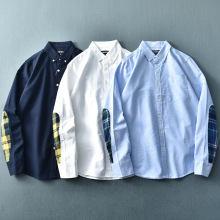 日系复古拼接衬衫男长袖余文乐男士衬衫百搭衬衣男外套上衣