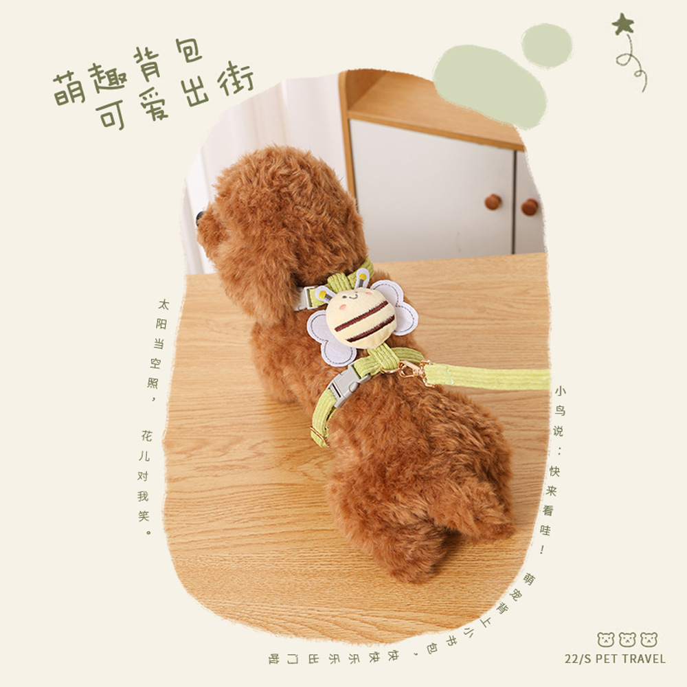 Gato abeja cuerda de tracción gato paseo conejo cadena de cuerda pequeña cinturón de pecho para perros cuerda de tracción para perros artículos de mascotas