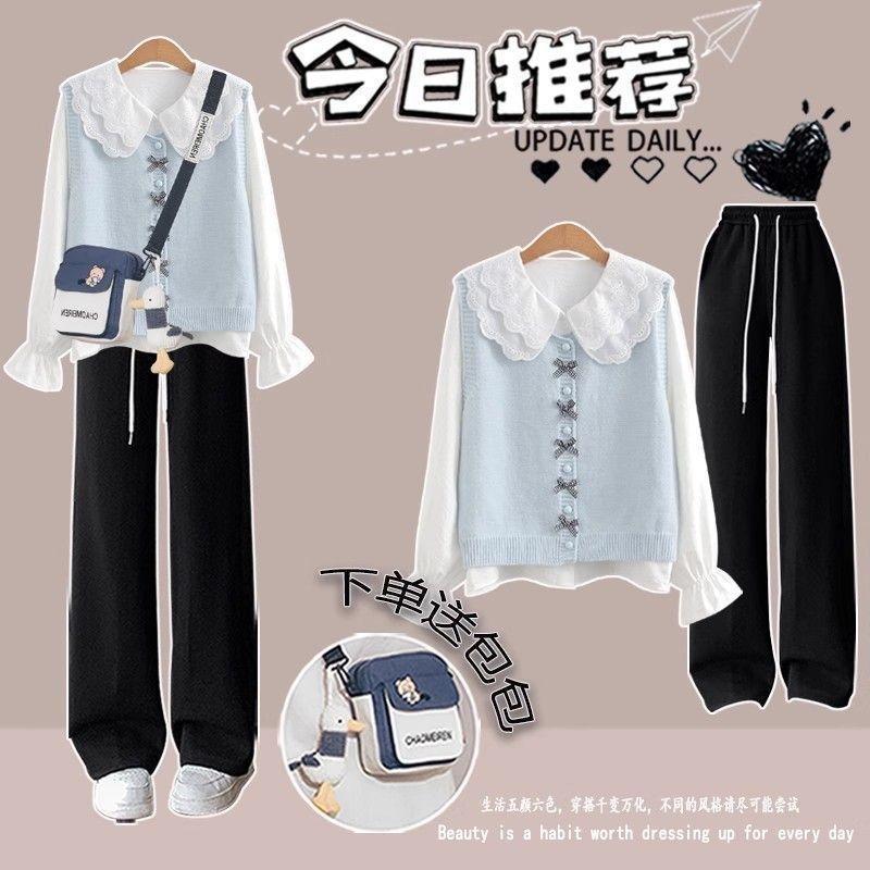 学院风套装裙少女秋装2025新款马甲衬衫初高中学生洋气穿搭一整套|undefined