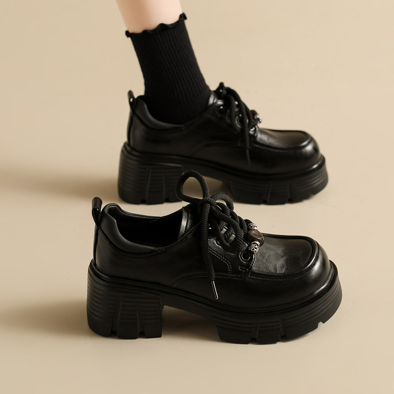 7cm Height-Increasing Thick-Soled Leather Shoes for Women, 2025 Autumn New Genuine Leather Single Shoes for Women, Lace-Up Loafers for Petite Women 7cm Height-Increasing Thick-Soled Leather Shoes for Women, 2025 Autumn New Genuine Leather Single Shoes for Women, Lace-Up Loafers for Petite Women
