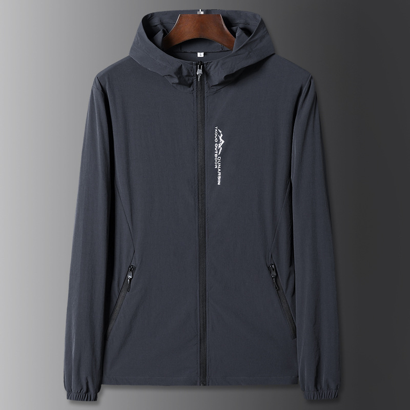 2025 Cross-Border New Sun Protection Clothing Men's Summer Breathable Ice Silk Skin Clothing Fishing Sun Protection Clothing Hooded Outdoor Jacket