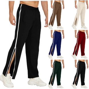 2024 European and American Cross-border Men's Fashion Brand Sports Zipper Pants Loose Sweatpants Training Seconds Basketball Pants