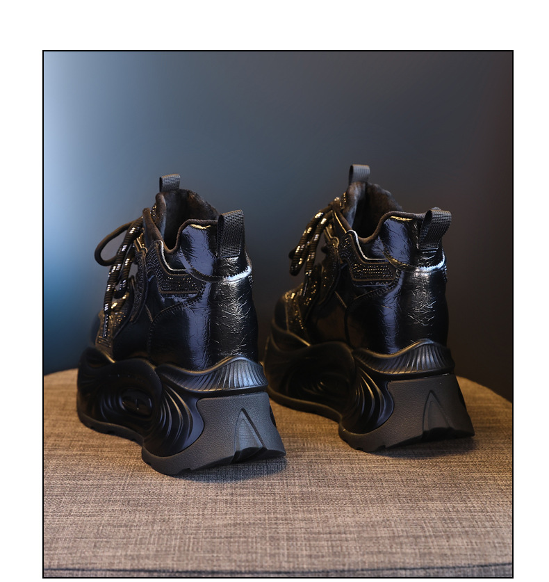 Giày sneaker nữ chunky đế dày độn cao lót nhung giữ ấm mùa đông — Màu đen lót nhung chi tiết 23