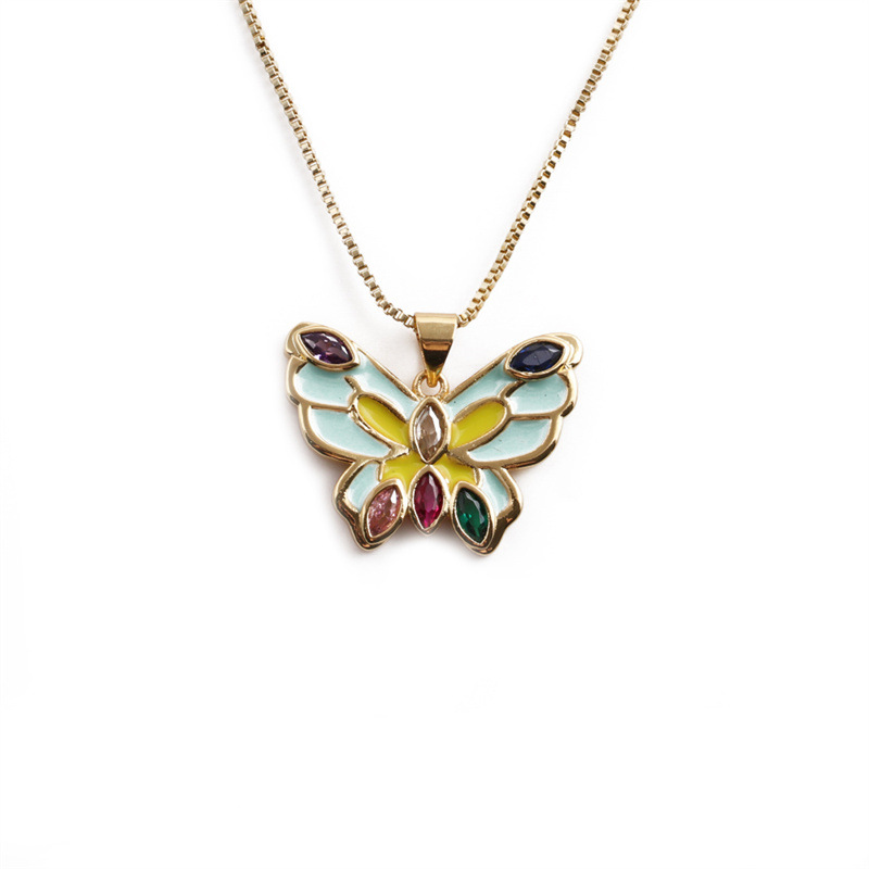 Collier Pendentif Papillon Multicolore À La Mode Dégoulinant D&#39;huile Bijoux En Gros Nihaojewelry display picture 9