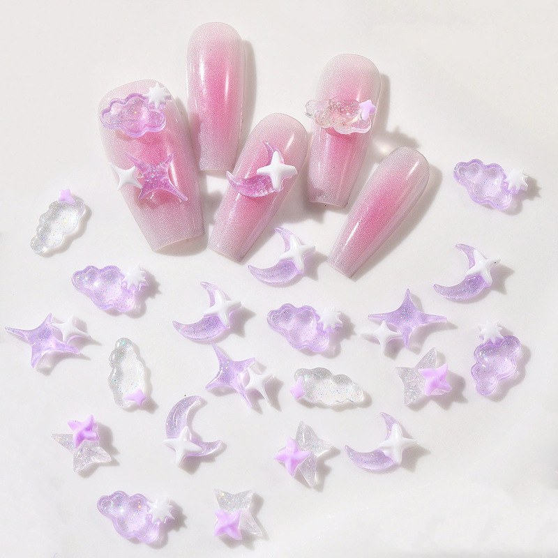 Luminous ice through four mans nebula manicure ornaments purple fine flashing starry sky clouds stars wear diy material