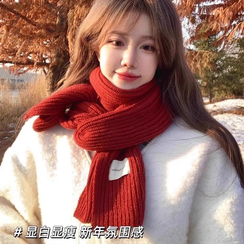 韩国针织毛线纯色围巾秋冬季保暖学院风围脖情侣百搭时尚韩系围巾