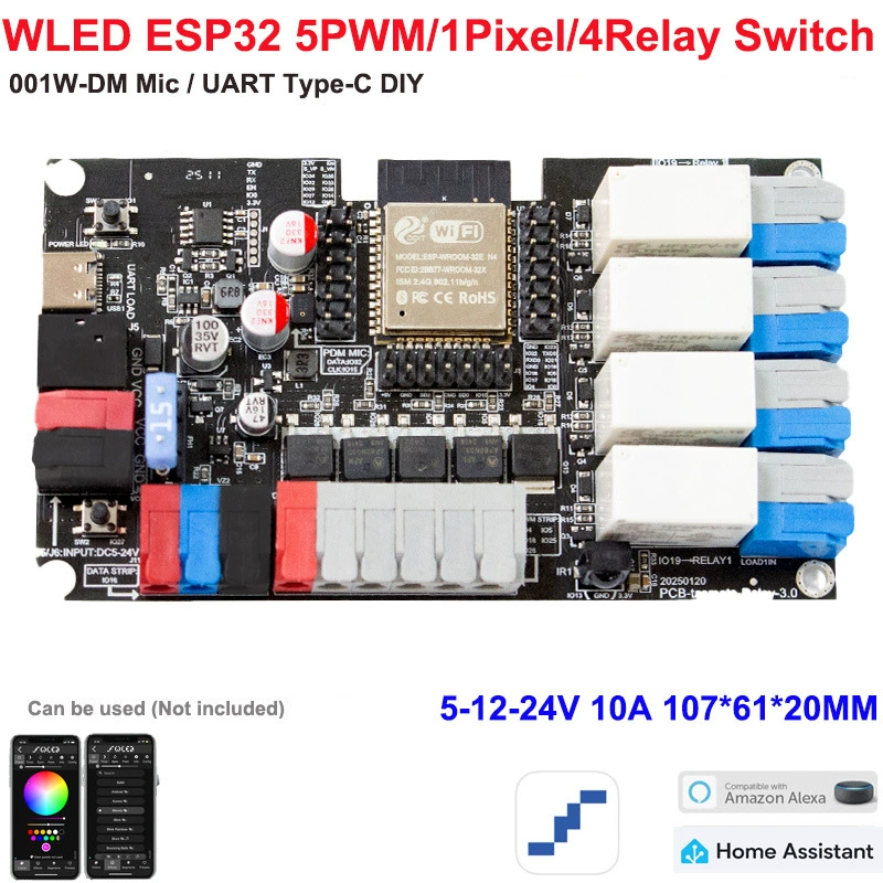 Контроллер световой ленты WLED с ESP32, микрофоном, доступен по адресу, симфонический SPI LED контроллер с адресацией