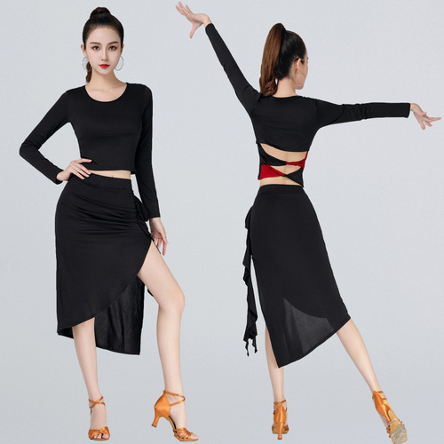 Latin Dance Pencil Skirt for Women Adult New Leaf Edge National Standard Short Skirt Practice Dress Bottom Skirt Competition Performance Dress