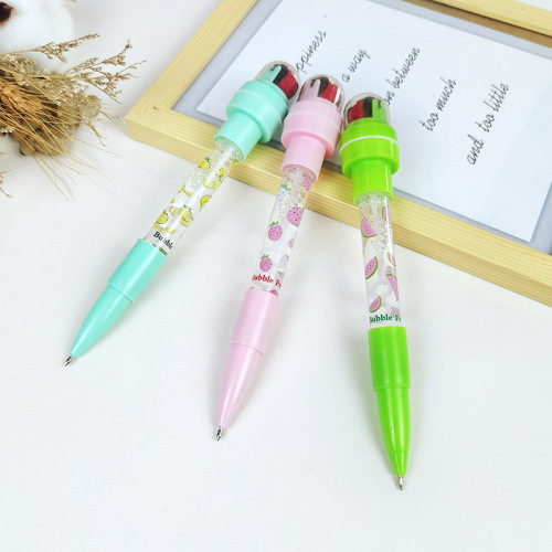 Internet celebrity bubble blowing pen multifunctional 5-in-1 light roller seal children's magic creative ballpoint pen