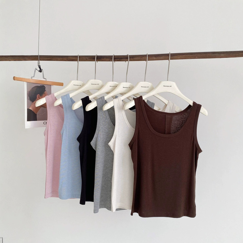 Tencel Lyocell Wool Camisole U-Neck Vest for Women, Spring and Summer Sleeveless Skin-Friendly Base Layer Slim-Fit Tank Top
