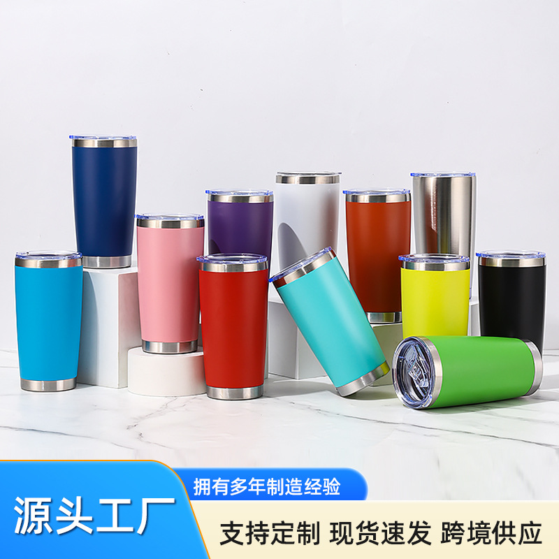 Vaso térmico de acero inoxidable 304 de 20oz, gran capacidad, portátil para automóvil y exteriores, estilo moderno premium