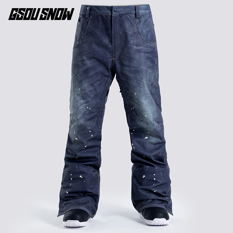 Gsou Snow Ski Pants Men's Windproof And Waterproof Single Board Double Single Ski Clothing Equipment Winter Loose Jeans Snow Pants