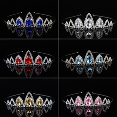 新款水鑽皇冠帶彩色鑽發箍頭箍新娘頭飾兒童舞台表演衣服髮飾