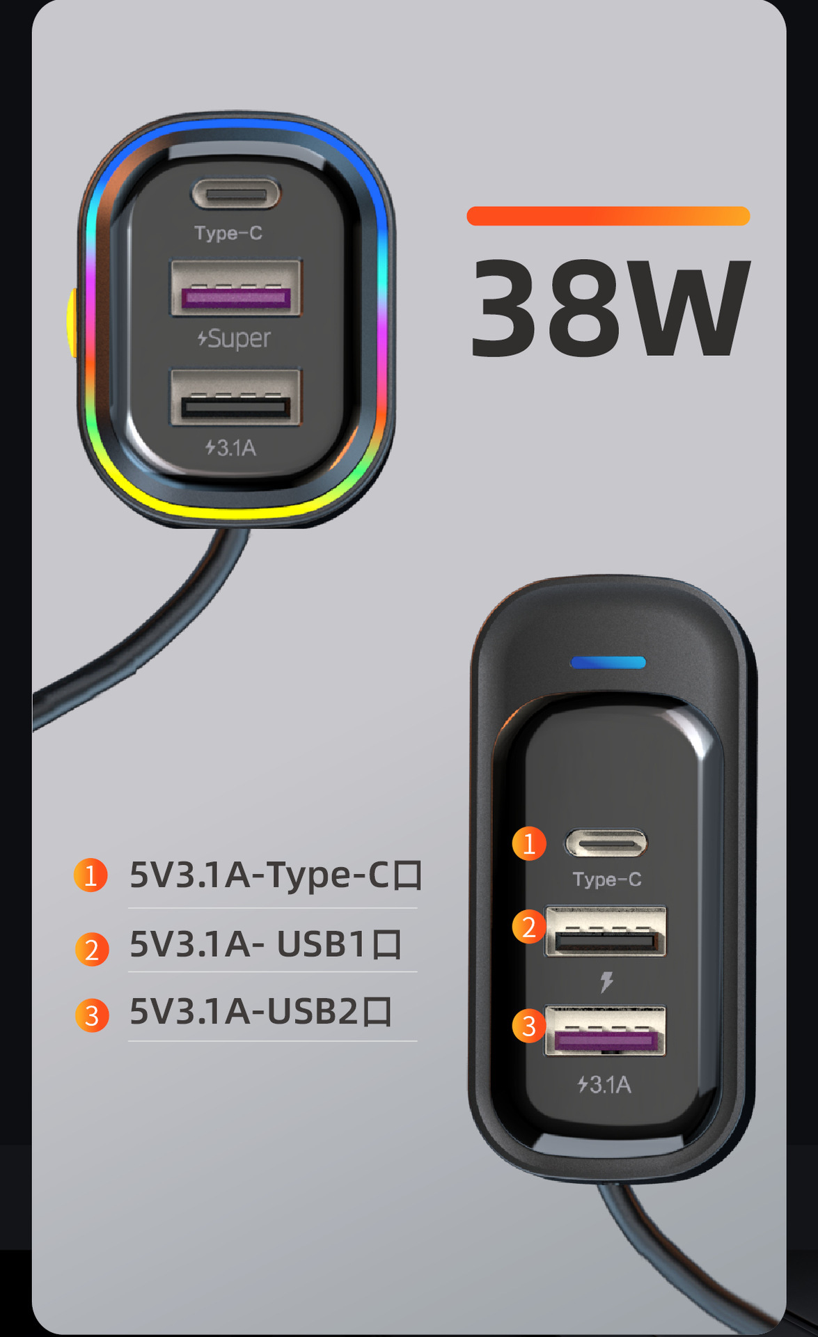 Yq1 Amazon New Car Charger Multifunctional Super Fast Charging Car 6-Port Mobile Phone Charger