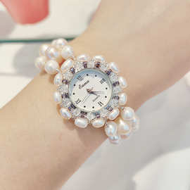 抖音热销天然珍珠手链表七夕礼物高档礼品表女式手表轻奢珍珠手表