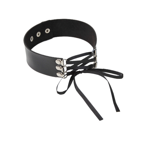 European and American simple and personalized exaggerated jewelry, retro punk sexy and fun bondage bundled PU leather choker collar