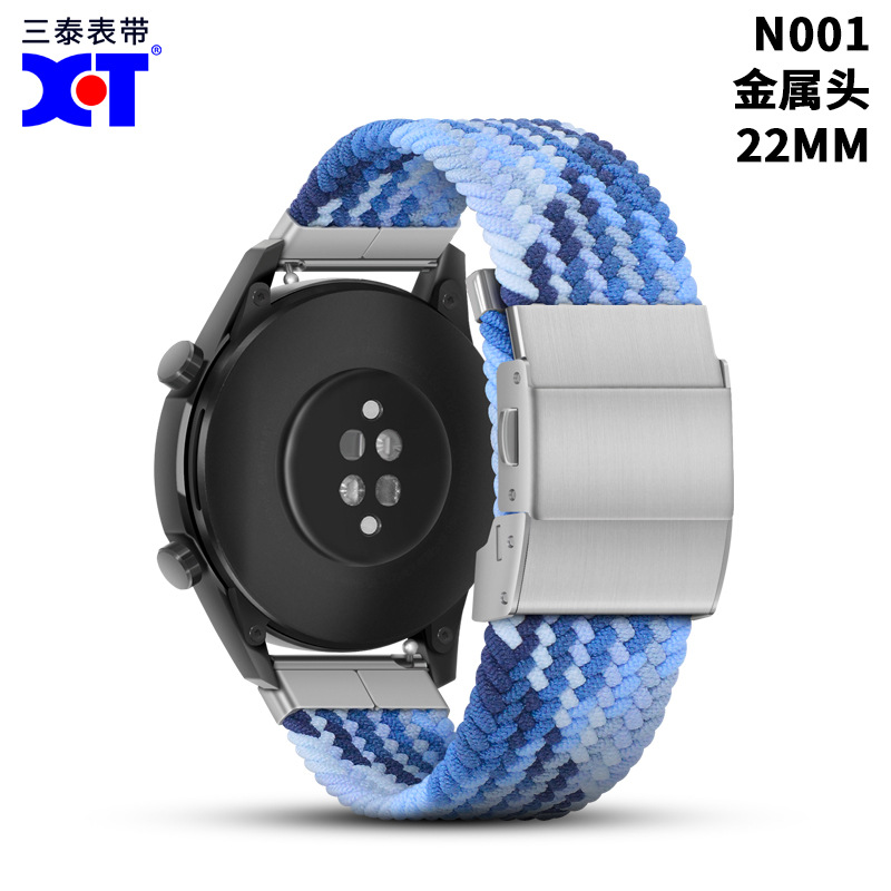 适用华为Watch23GT4Pro小米三星智能手表带卡扣弹力尼龙编织22mm