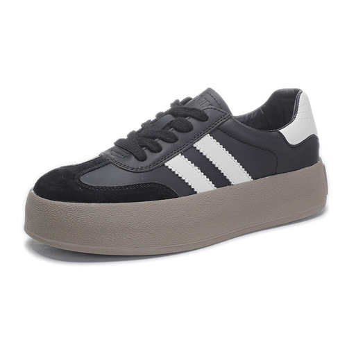Genuine leather moral training shoes 2024 spring and summer new sneakers, thick-soled single shoes, sports white shoes, women's Forrest Gump shoes, casual women's shoes