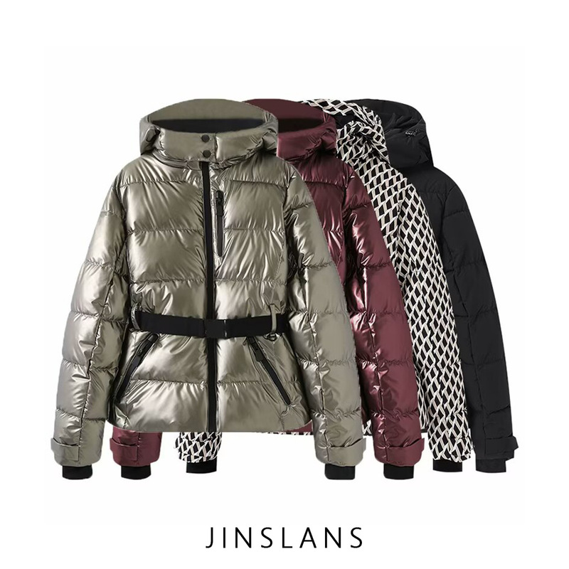 Cross-Border Za European and American Style Women's Clothing Aliexpress Ins Popular Ski Series Fashionable Waist-Cinching down Cotton Jacket