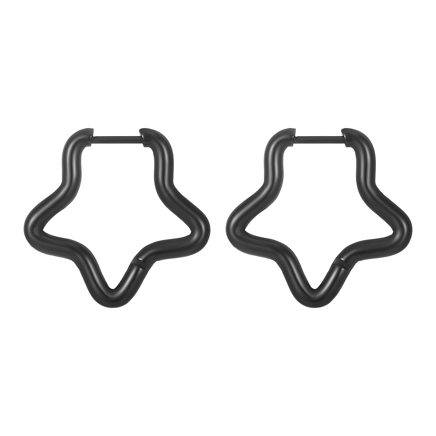 Fashion Pentagram Stainless Steel Plating Hoop Earrings 1 Pair display picture 5
