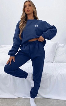 Transfronterizos Europa y Estados Unidos otoño y invierno caliente impresión de cuello redondo chaqueta pantalones de mujer moda casual suéter mujer set image 11