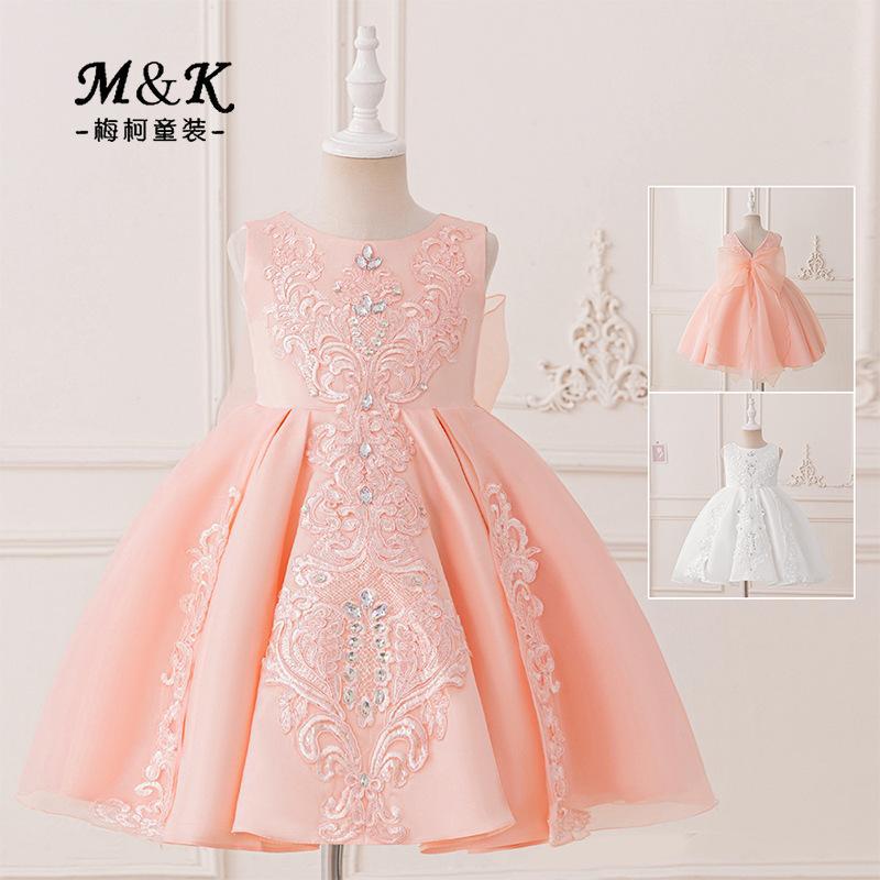 Ropa de niños nuevo vestido de bebé bordado vestido de princesa vestido de aniversario de boda vestido de flores vestido