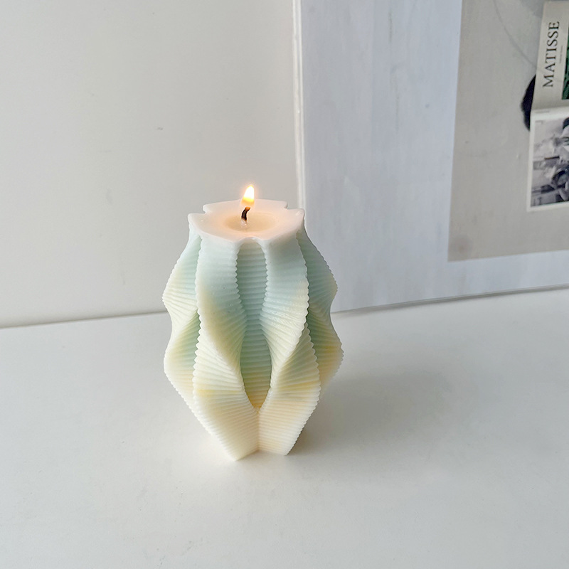 Columna giratoria geométrica vela molde de silicona columna línea geométrica yeso epoxi decoración jabón hecho a mano herramienta abrasiva en stock