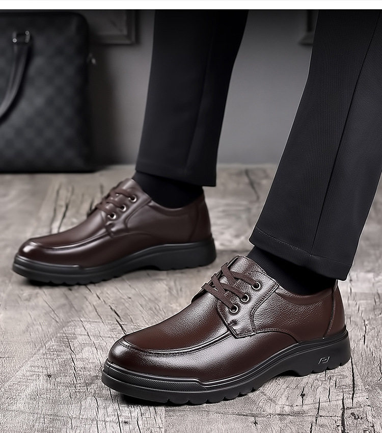 Giày da nam da bò lớp đầu tiên kiểu công sở thắt dây thoáng khí — Giày một lớp màu nâu, Giày một lớp màu đen, Giày khoét lỗ màu nâu, Giày khoét lỗ màu đen chi tiết 23