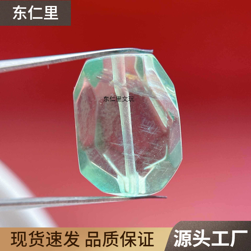 包邮水晶配饰绿萤石散珠子大颗粒不规则刻面配珠水晶手串饰品批发|undefined