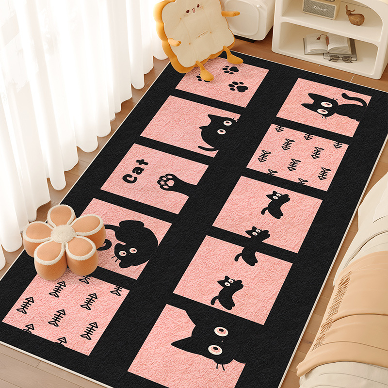 카펫 침실 침실 침실 침실 어린이 방 귀여운 페르시아 벨벳 침대 옆 담요 소녀의 방 밑층 두꺼운 바닥 매트 가구