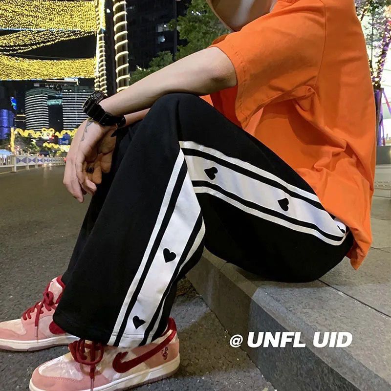 2022 New Love Wide-leg Pants Female Students Korean Loose Casual Sports All-match Trendy Slimming Straight Pants 2022 New Love Wide-leg Pants Female Students Korean Loose Casual Sports All-match Trendy Slimming Straight Pants